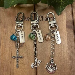 Faith Hope & Love Purse Charm / Keychain Set